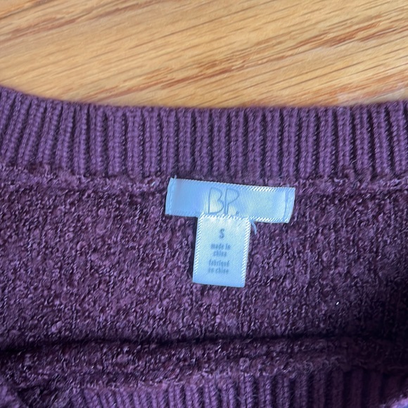 EUC BP size Small Maroon Stripe Crop Crew Neck Sweater - Picture 2 of 9